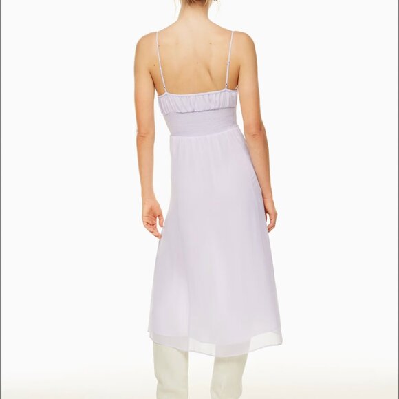 ARITZIA WILFRED Genoa Smocked Sleevless Dress | Soft Cyan Blue | Size Small - Picture 7 of 7